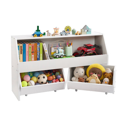 Toy Storage Organizer with Wheels, 2 Drawers, White