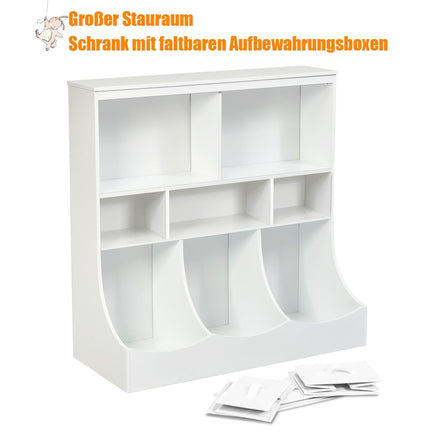 Rotaļlietu plaukts ar 5 nodalījumiem un 3 atvilktnēm, bērnu plauktu rotaļlietu organizators, 93 x 40 x 94 cm, balts