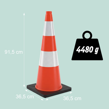 Ceļa konuss 90 cm, izturīgs, atstarojošas svītras