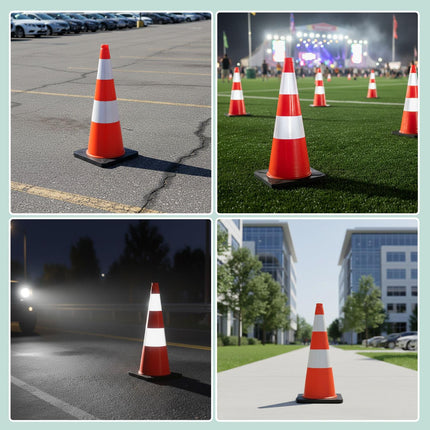 Ceļa konuss 90 cm, izturīgs, atstarojošas svītras