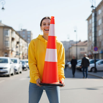 Ceļa konuss 90 cm, izturīgs, atstarojošas svītras