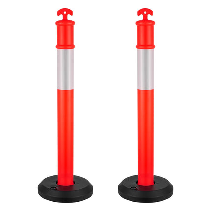 Traffic Delineator Posts, 2 Pack, 1140mm, Reflective, Fillable Base