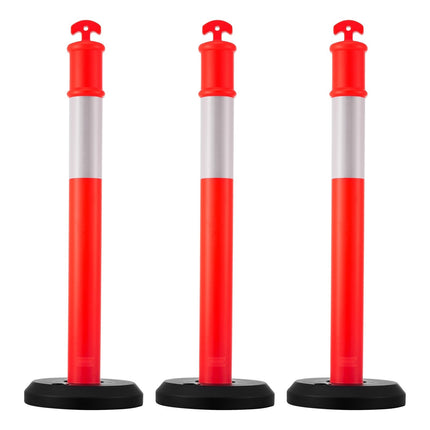 Traffic Delineator Posts, 3-Pack 1140mm, Reflective, Red