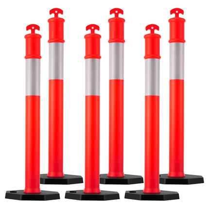 Traffic Delineator Posts 6-Pack, 1140mm, Weighted, Reflective