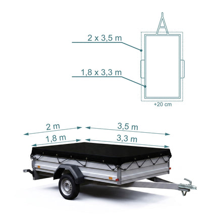 Trailer Cargo Net, Fine-Mesh, 2 x 3.5 m, Black