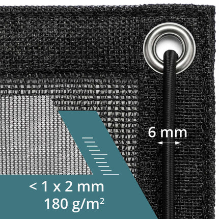 Piekabes kravas tīkls, smalks siets, 3,5 x 7 m, melns