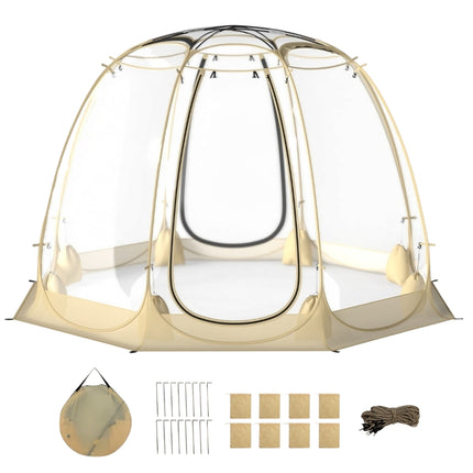Caurspīdīga PVC saliekamā burbuļtelts 5-6 personām, 265x265 cm