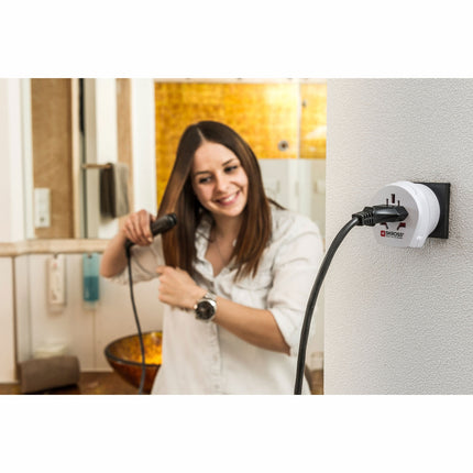 Travel adapter Combo World to Denmark + Europe Grounded