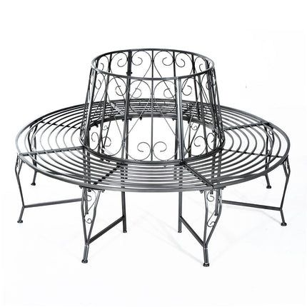 Dārza sols, apaļš sols, 360°, koka soliņi, metāls, 160 cm