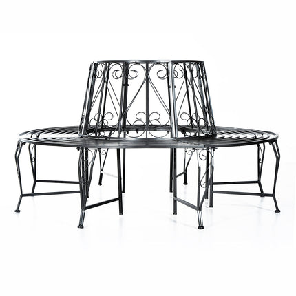 Dārza sols, apaļš sols, 360°, koka soliņi, metāls, 160 cm