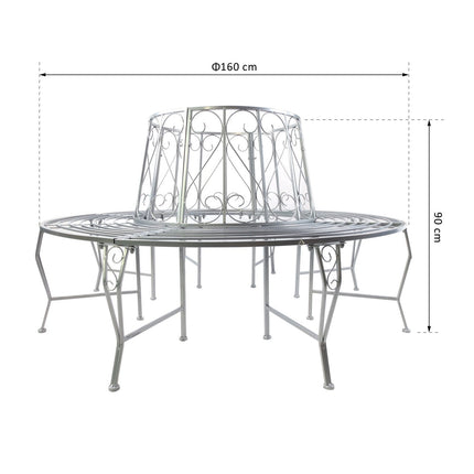 Dārza sols, apaļš sols, 360°, koka soliņi, metāls, 160 cm