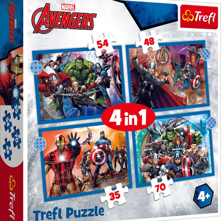 Trefl Avengers Puzle 4 vienā komplektā