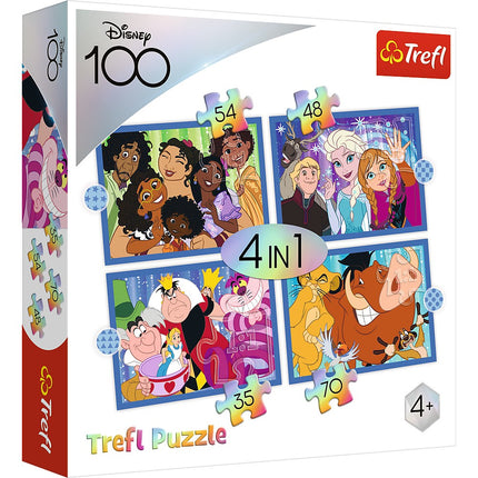 Trefl Disney Puzzle 4 vienā komplektā Disney 100, 35 48 54 70 gab.