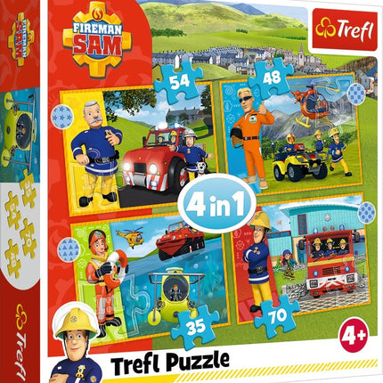 Trefl Fireman Sam Puzzle 4 vienā komplektā