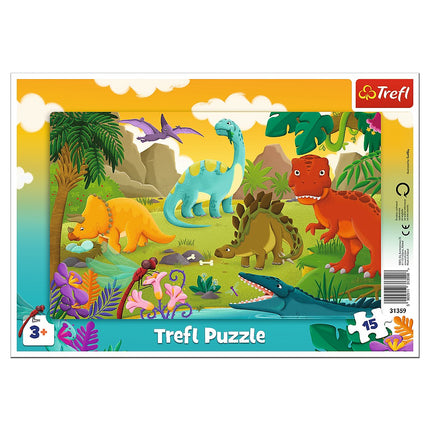 Trefl rāmja puzle dinozauri, 15 gab.