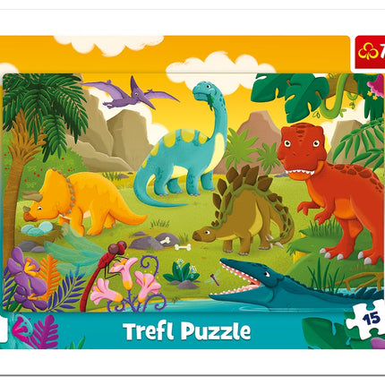 Trefl rāmja puzle dinozauri, 15 gab.