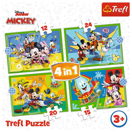 Trefl Mikija Peles puzles komplekts 4 vienā 12, 15, 20, 24 gab.