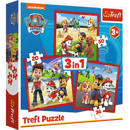 Trefl Paw Patrol Puzzle 3 vienā komplektā