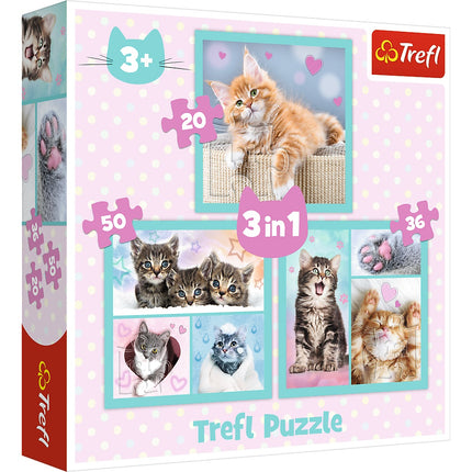 Trefl Puzzle 3 vienā komplektā kaķēni