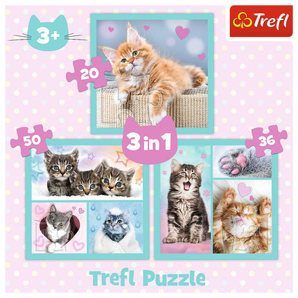 Trefl Puzzle 3 vienā komplektā kaķēni