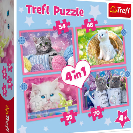 Trefl Puzle 4 vienā komplektā, kaķēni