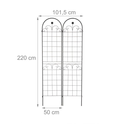 Režģis 220 cm, 2 gab. komplekts, melns