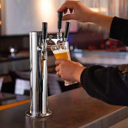 Triple Tap Draft Beer Tower, Stainless Steel, Self-Closing