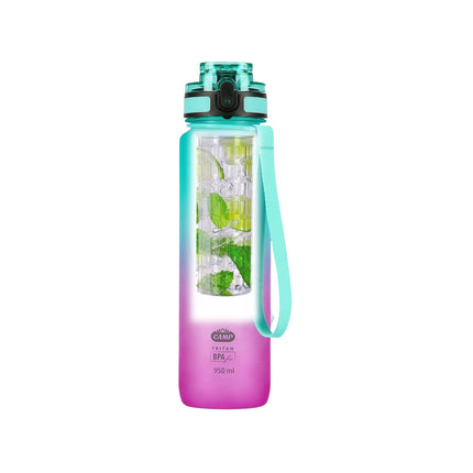 Tritan ūdens pudele, zaļa-rozā, hermētiska, 500ml
