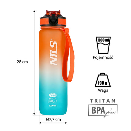 Tritan ūdens pudele, oranžzila, hermētiska, 680 ml