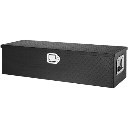 Truck Bed Tool Box, Aluminum Diamond Plate, Lock, 39 In, Black