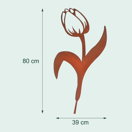 Tulip Garden Stakes, Set Of 2 – Rust-Effect Outdoor Decor