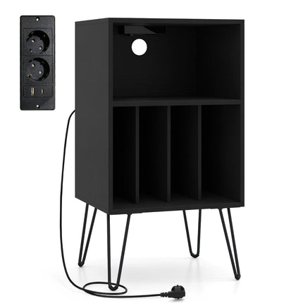 Vinilplašu atskaņotāja statīvs ar uzlādes staciju un vinila glabātuvi
