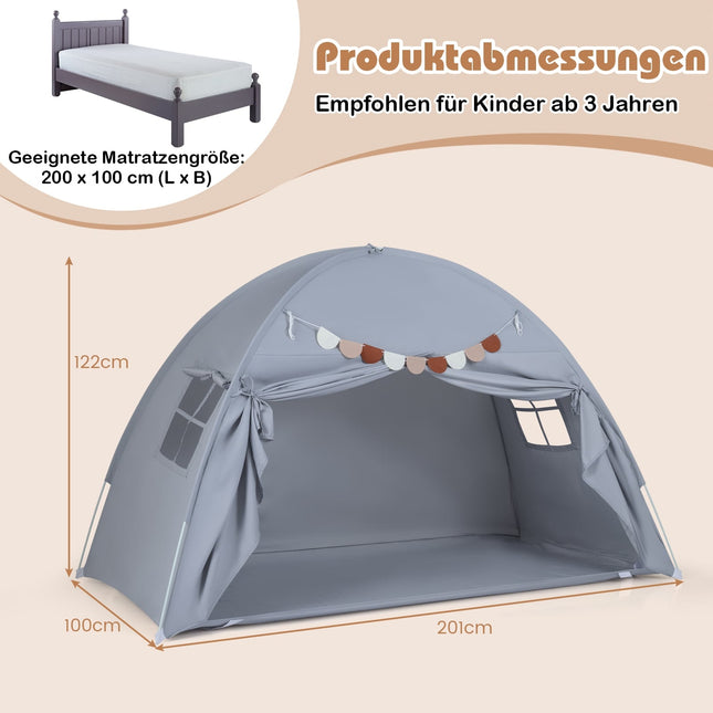 Divvietīga telts bērniem - salokāma, pārnēsājama ar logiem