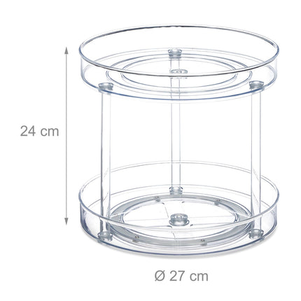Divpakāpju plastmasas grozāmā galda organizators, 27 cm diametrs