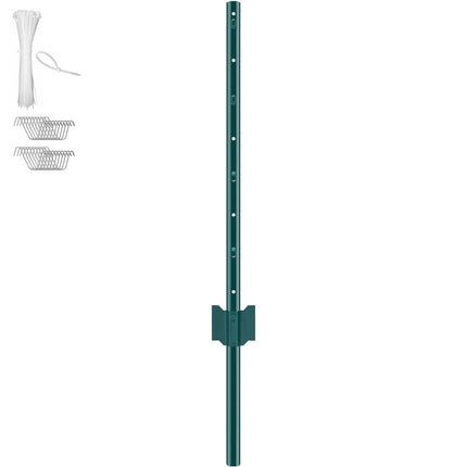 U-Channel Fence Posts, 3 ft Steel, 10-Pack, Green