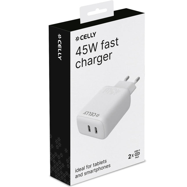 USB charger 2 x USB-C PD 45W White