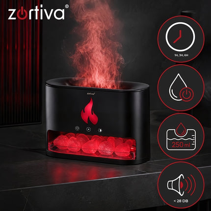 Ultrasonic Aroma Diffuser Humidifier with Flame Effect, 250 ml, Timer, Black