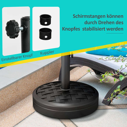 Lietussarga pamatne, HDPE ar betonu, piemērota 32-48 mm stabiem