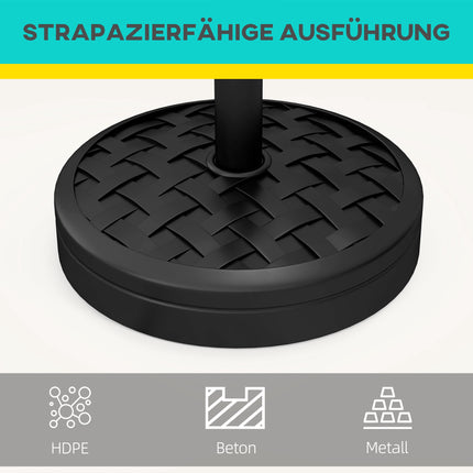 Lietussarga pamatne, HDPE ar betonu, piemērota 32-48 mm stabiem