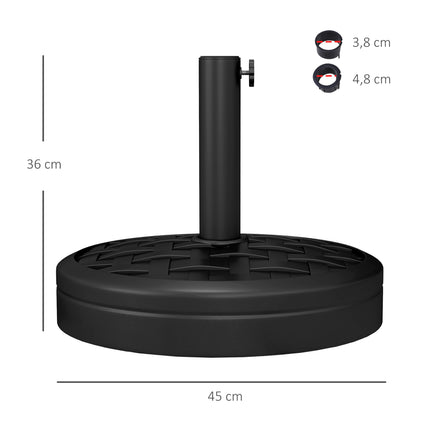 Lietussarga pamatne, HDPE ar betonu, piemērota 32-48 mm stabiem