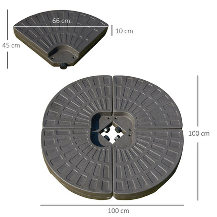 Lietussargu statīvs, piepildāms ar 17 kg ūdens/25 kg smiltīm, HDPE, kafijas krāsā, 100 x 100 x 10,5 cm