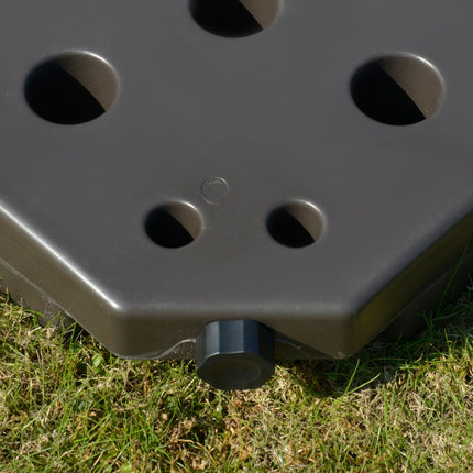 Lietussargu statīvs, piepildāms ar 17 kg ūdens/25 kg smiltīm, HDPE, kafijas krāsā, 100 x 100 x 10,5 cm