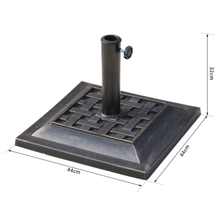 Lietussarga statīvs, saulessarga pamatne, 9 kg, 38/48 mm, poliestera sveķi, bronza, garums 44 cm, platums 44 cm, augstums 33 cm