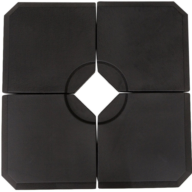 Lietussarga atsvars, 4 gabali. Lietussarga statīvs, var piepildīt ar 80 kg ūdens vai 120 kg smilšu, HDPE, melns, 100 x 100 x 9,5 cm