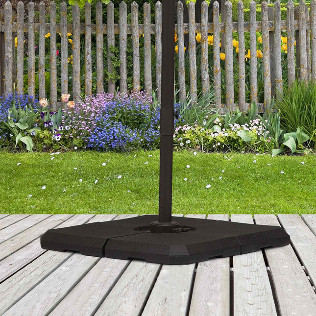 Lietussarga atsvars, 4 gabali. Lietussarga statīvs, var piepildīt ar 80 kg ūdens vai 120 kg smilšu, HDPE, melns, 100 x 100 x 9,5 cm