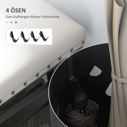 Lietussargu statīvs Lietussargu statīvs ar 4 āķiem un noņemamu pilienu paplāti Lietussarga turētājs spieķiem un lietussargiem Tērauds Ø17 x 41 cm Tumši pelēks