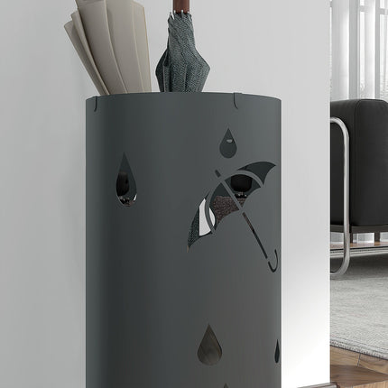 Lietussargu statīvs Lietussargu statīvs ar 4 āķiem un noņemamu pilienu paplāti Lietussarga turētājs spieķiem un lietussargiem Tērauds Ø17 x 41 cm Tumši pelēks