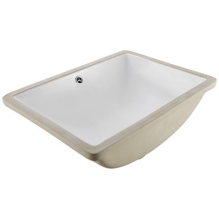 Undermount Bathroom Sink 515 x 385 mm, White Ceramic, Overflow