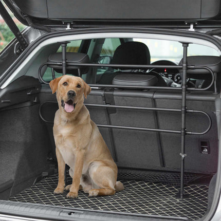 Universal Car Dog Guard with Two Telescopic Tubes, Height 60-105 cm, Black