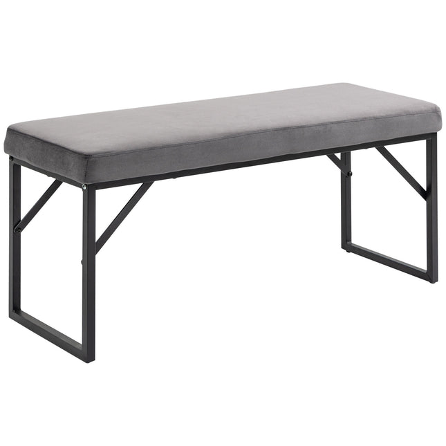 Apvilkts sols samta izskatā, gultas sols, ģērbtuves sols, gaitenī esošs sols viesistabai, guļamistabai, tumši pelēks, 115 x 46 x 49 cm